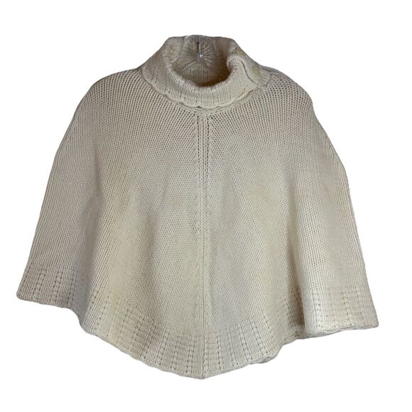 NWT KARIZMA Cream Turtleneck Knit Poncho Sweater Cape Size M/L - Picture 1 of 10